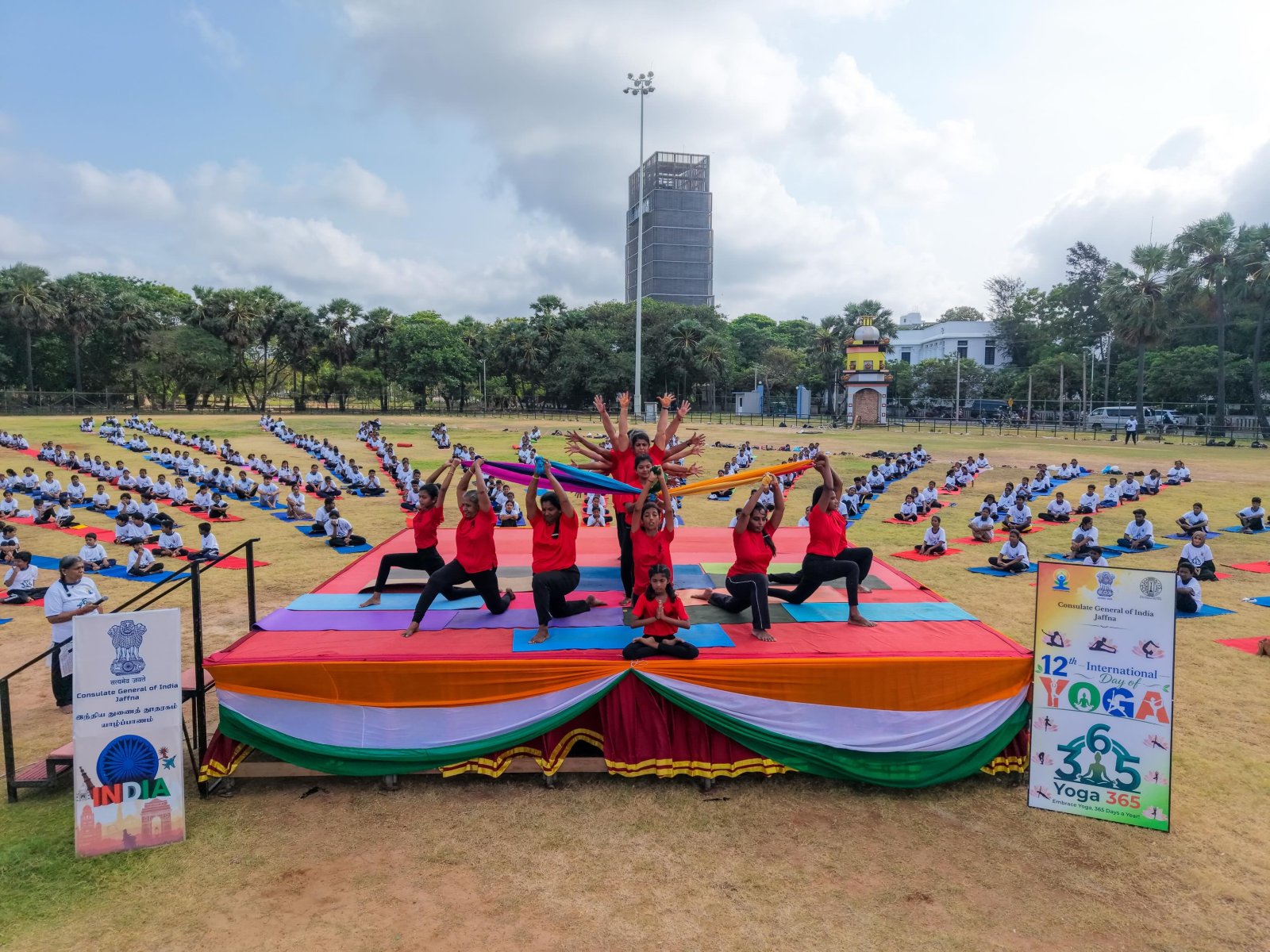 12th International Day of Yoga 2026 celebrations at Durayappah Stadium organized by CGI, Jaffna